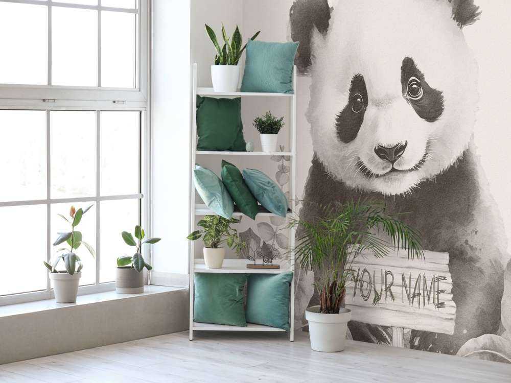 Baby panda in de jungle beige