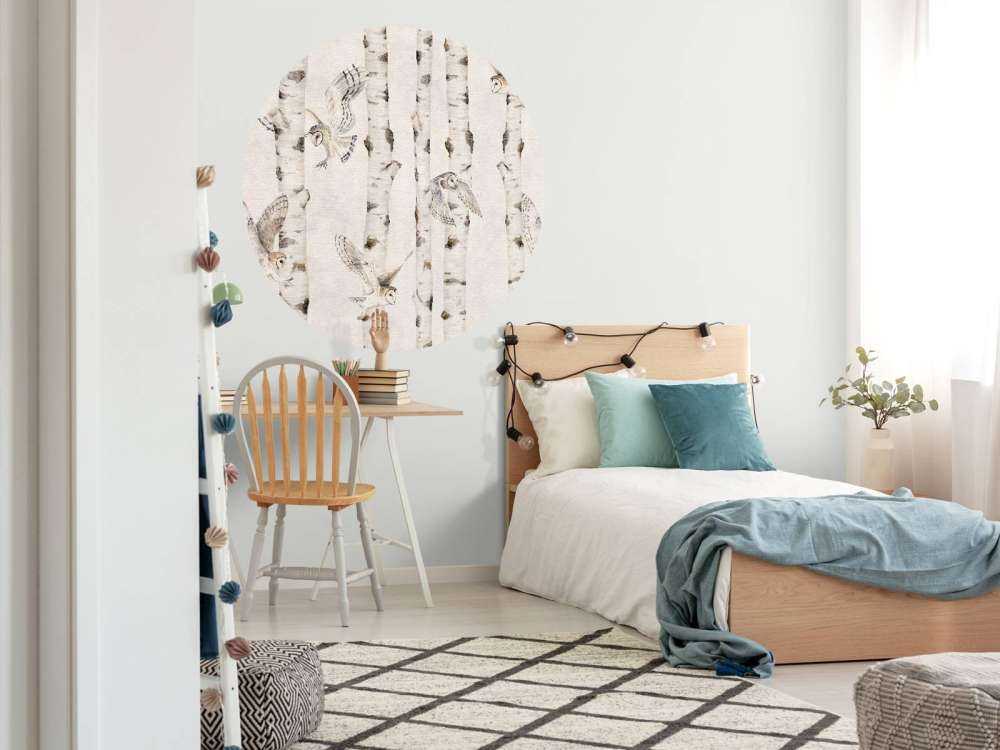 Birch and Owls - White