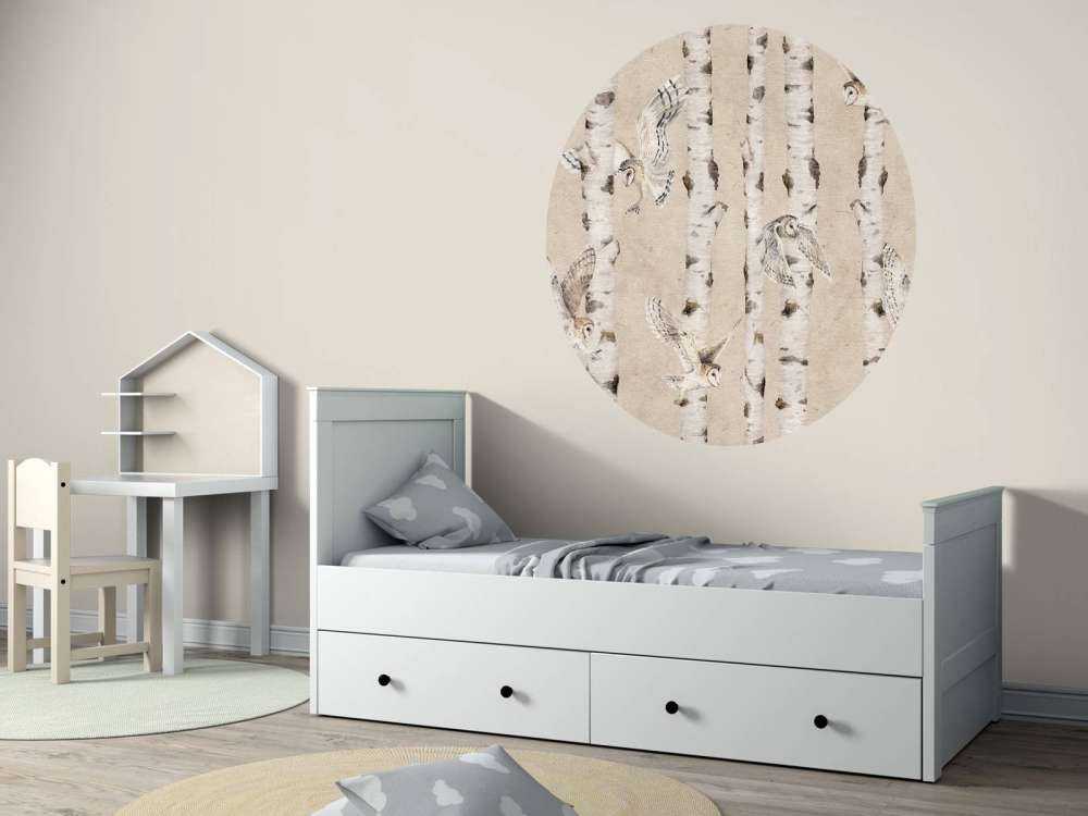 Birch and Owls - Beige