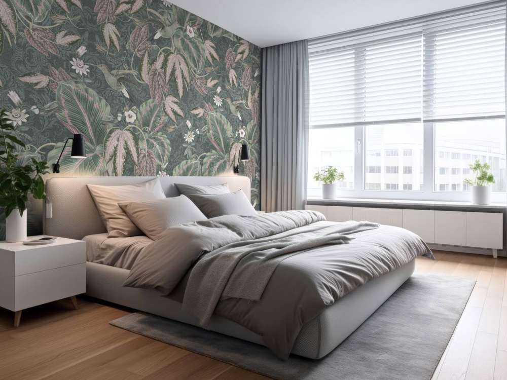 Tropical Birds of Paradise - vintage green