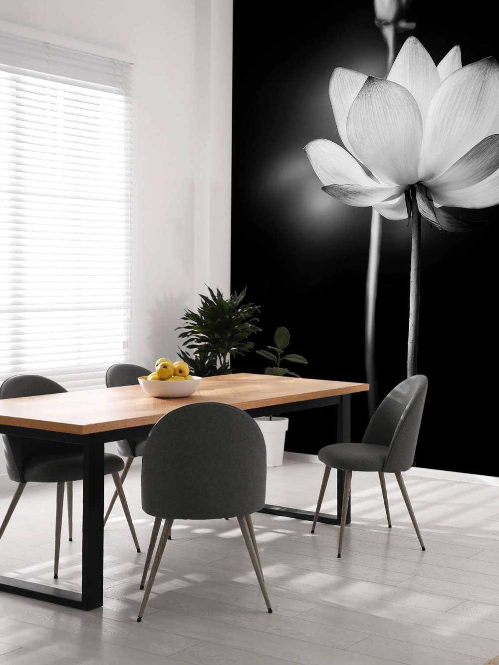 Lotusbloemen zwart-wit