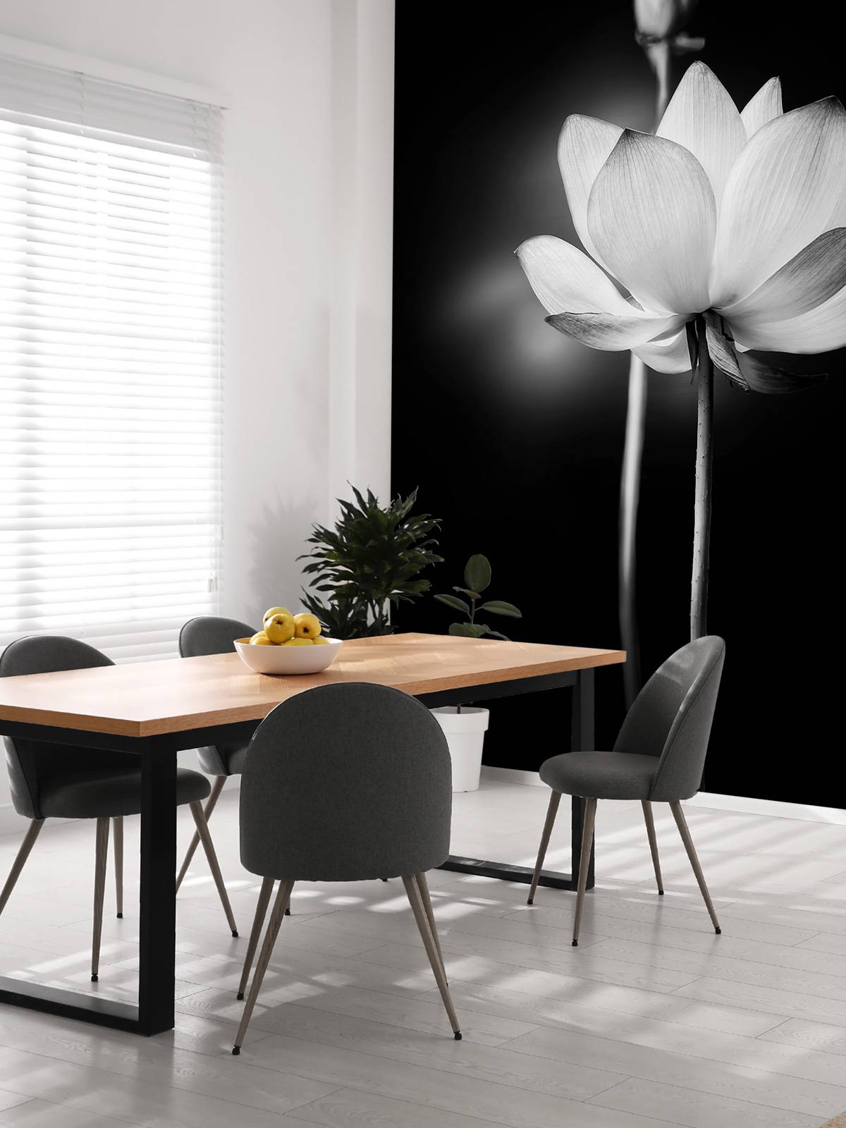 Lotusbloemen zwart-wit