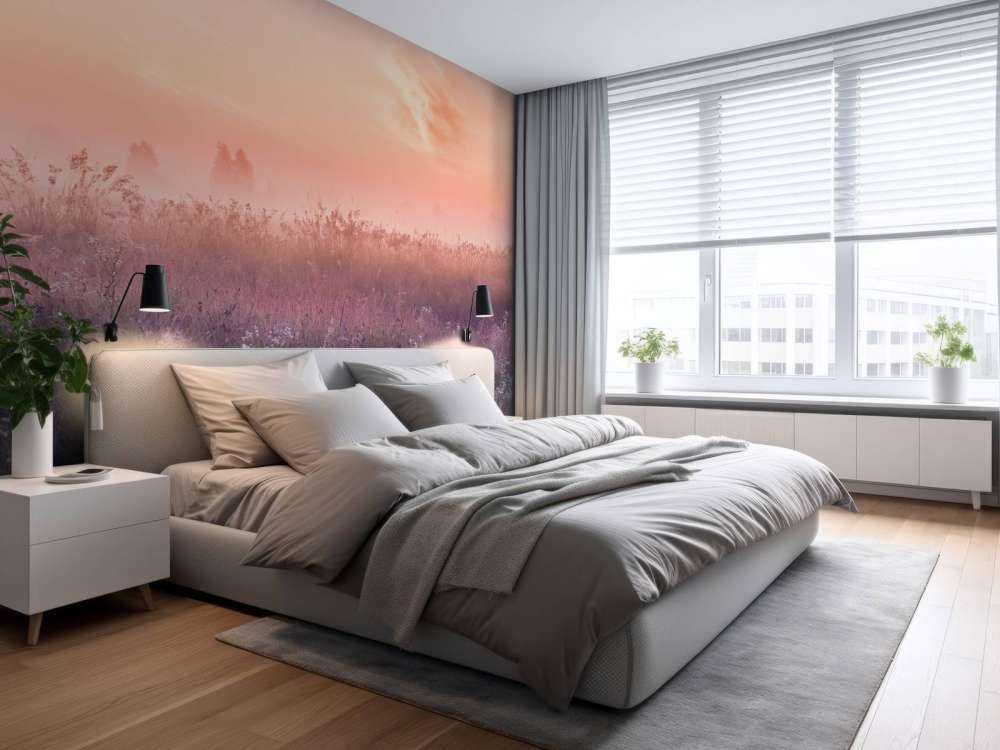 Veld met ochtendnevel