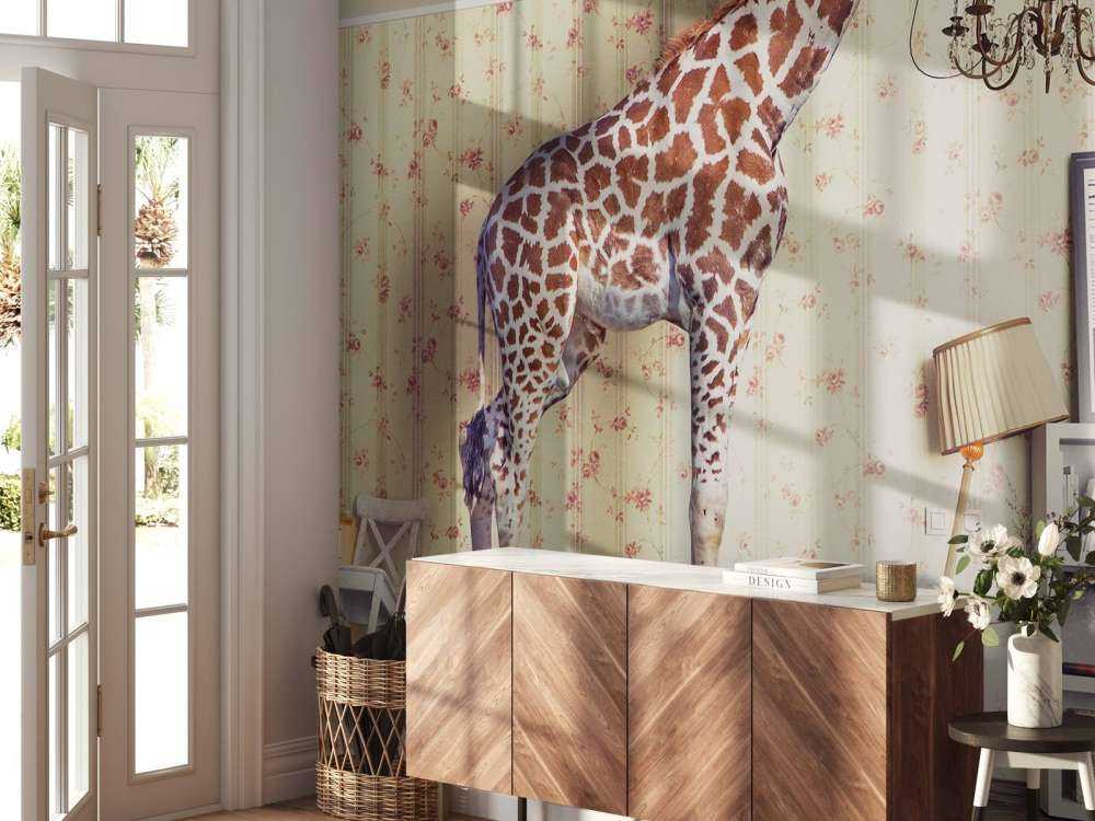 Giraffe in de woonkamer