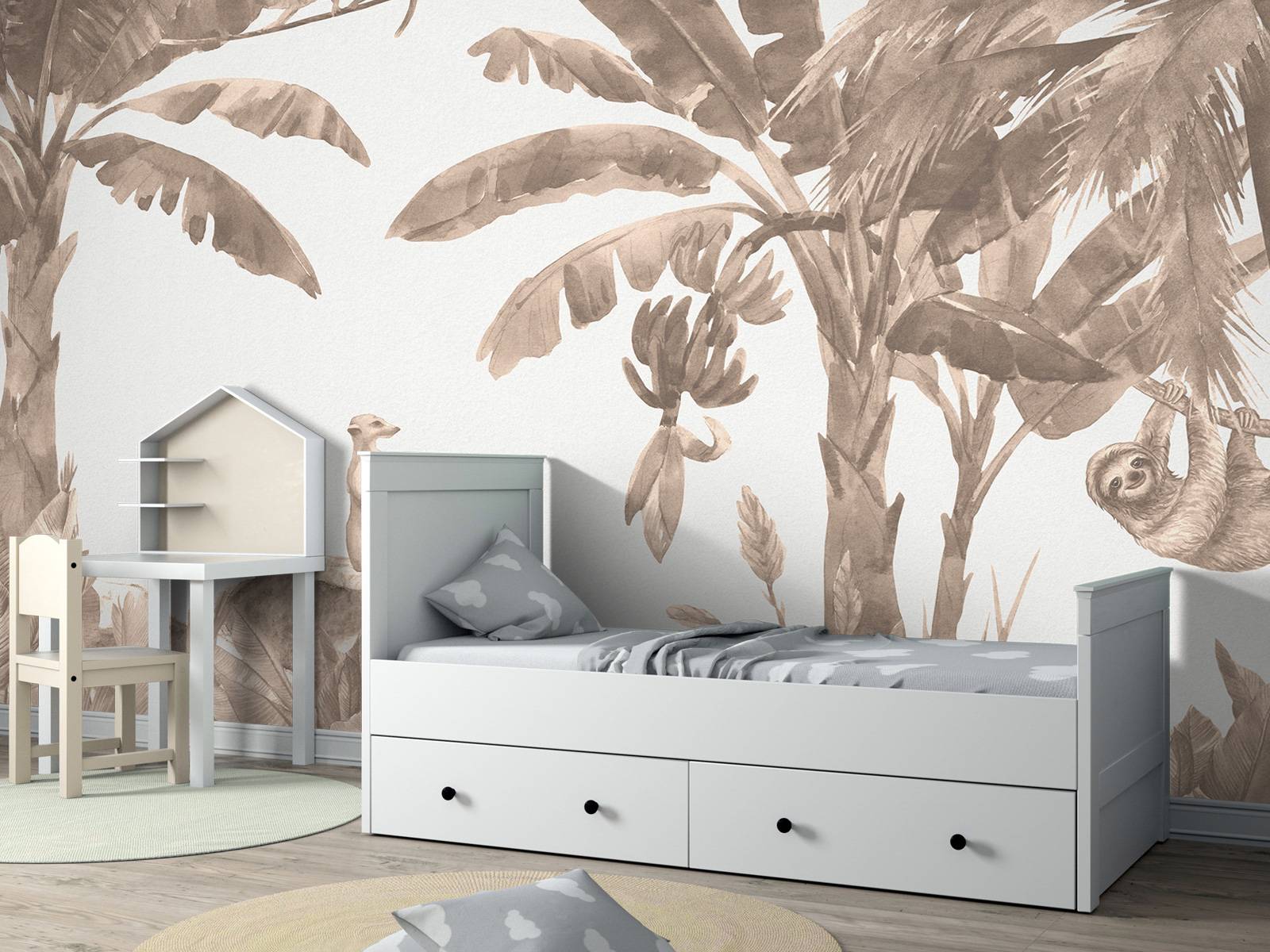 Kleine jungle dieren in taupe