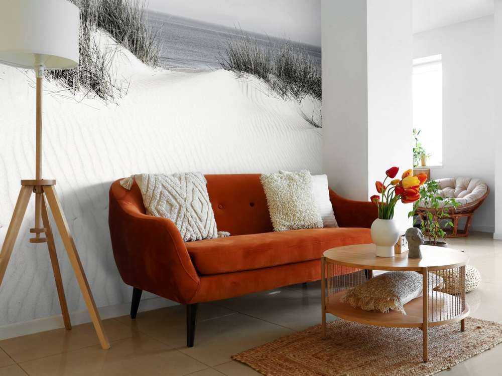 Duin doorgang naar het strand zwart-wit