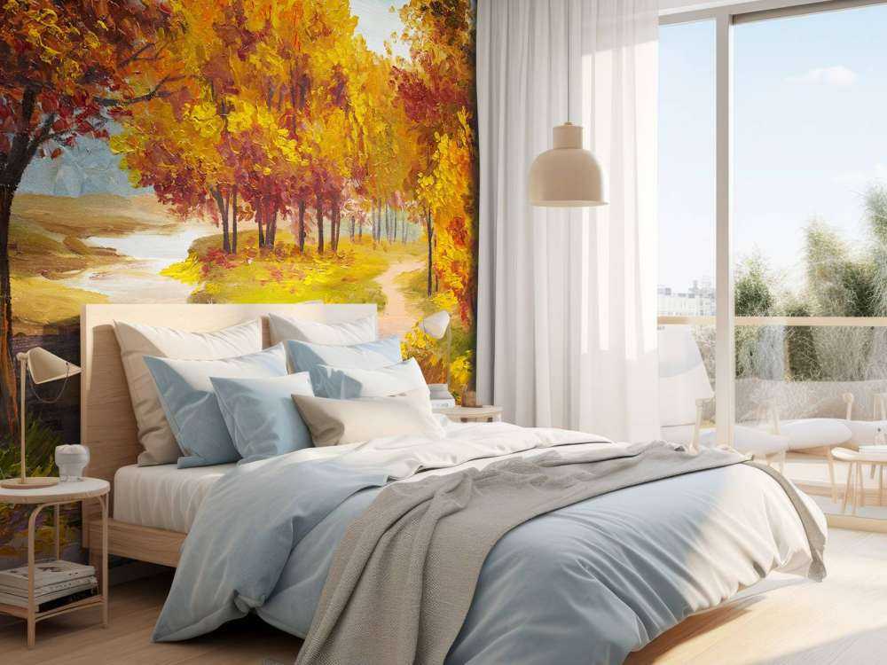 Schilderij van een brug in het bos