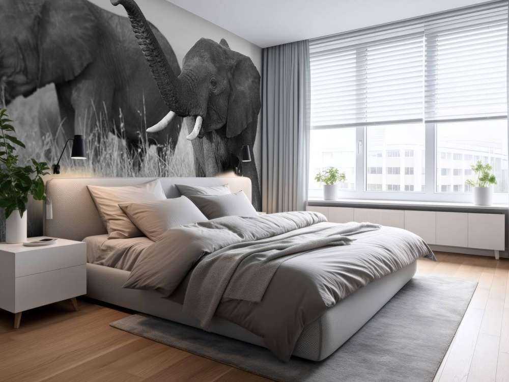 Olifanten in zwart-wit