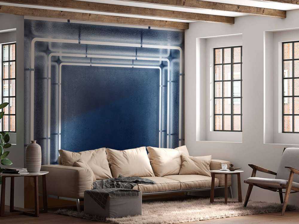 Betonnen neon verlichte garage