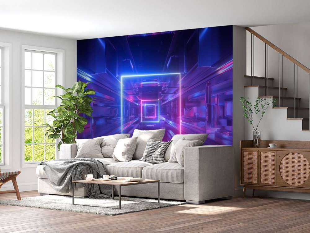 Futuristisch neon verlichte tunnel