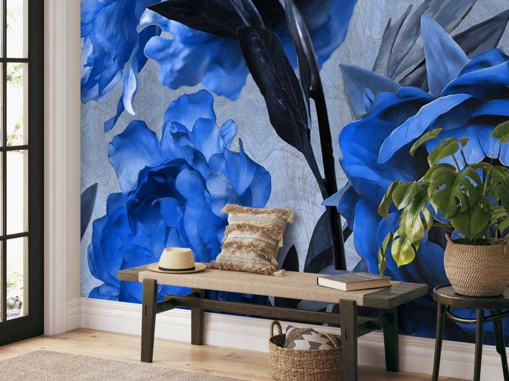 Aquarel van blauwe bloemen