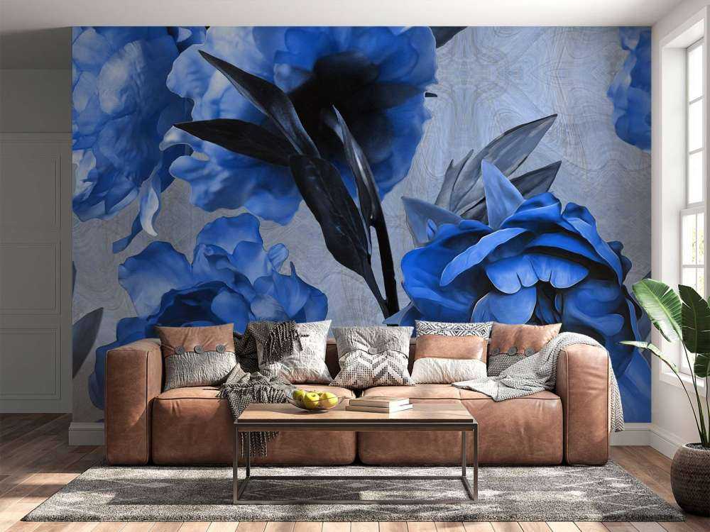 Aquarel van blauwe bloemen