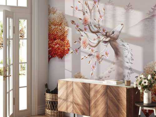 Hert met bloemen