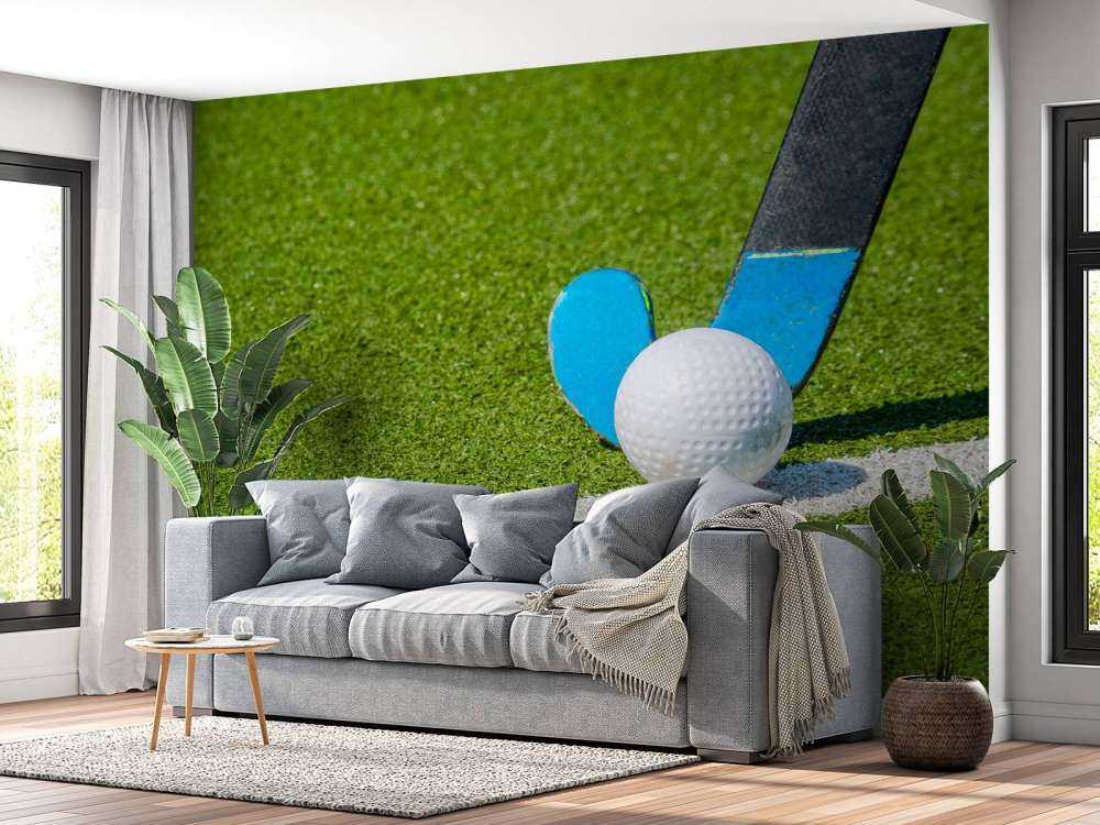 Hockeystick met bal close-up