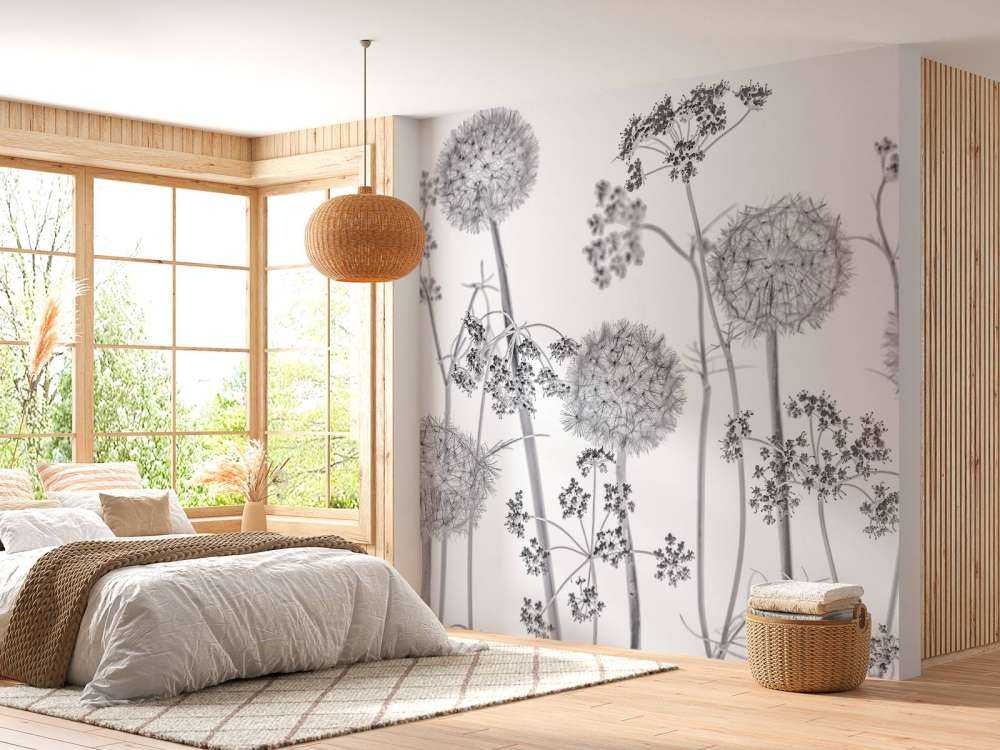 Meadow bloemen in zwart-wit