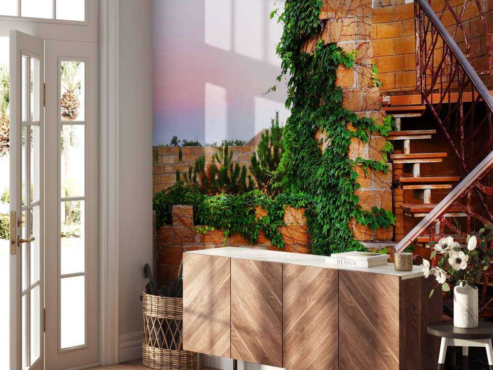 Vintage trap op een dak