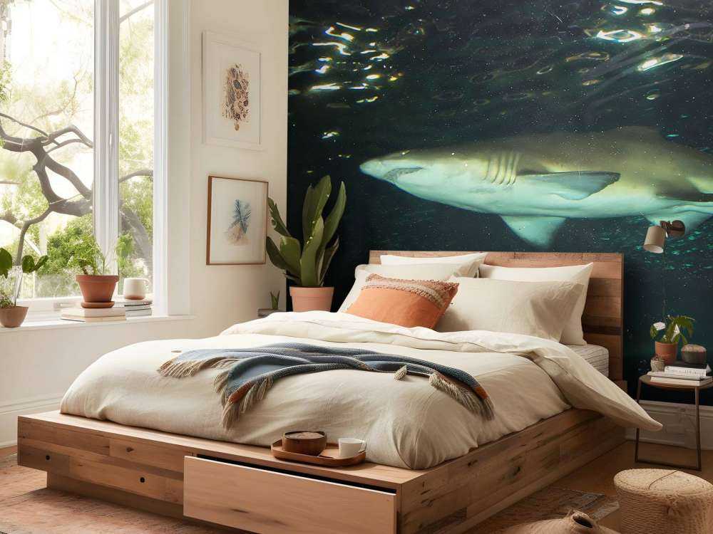 Grote witte haai in een aquarium