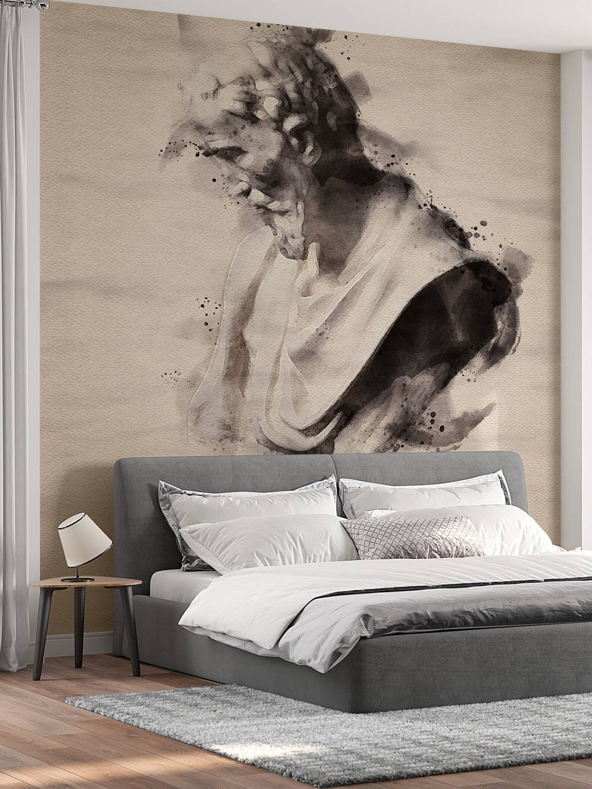 Waterverfschilderij van een Griekse God