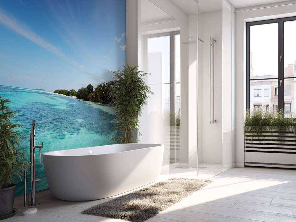 Tropisch strand met palmbomen