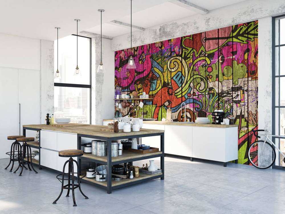 Straat graffiti op oud hout