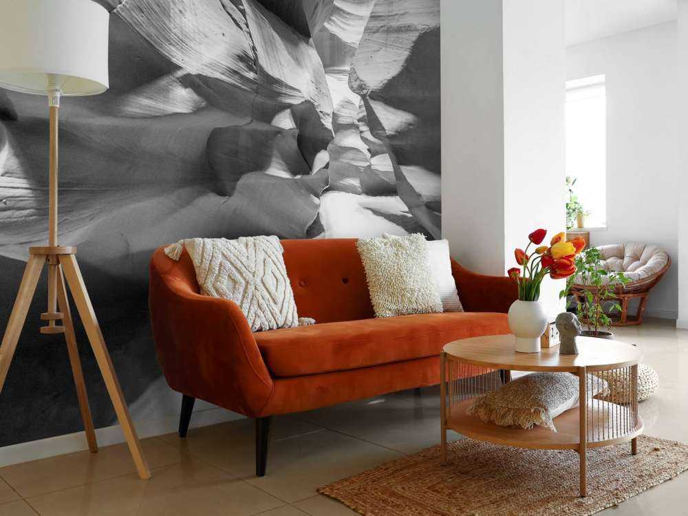 Zandsteen ravijn in zwart-wit