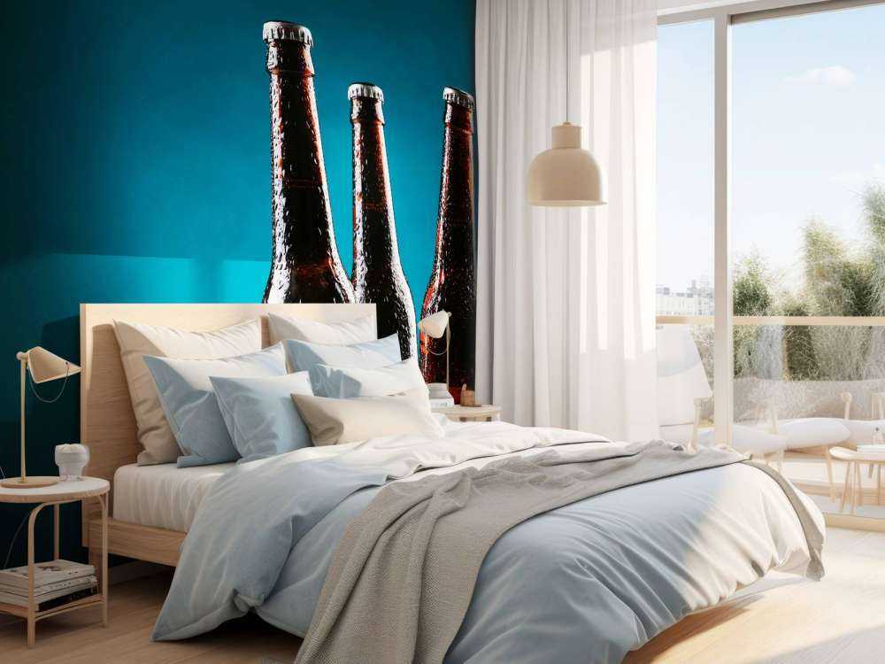 Bruine bierflesjes in ijs