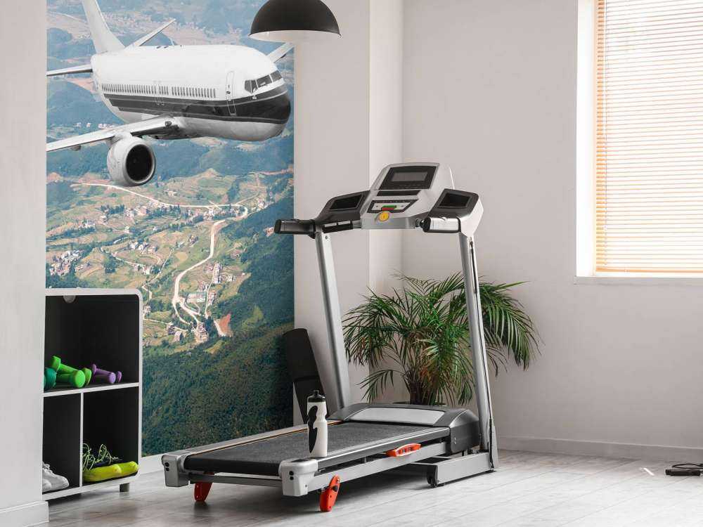 Passagiersvliegtuig boven een berglandschap