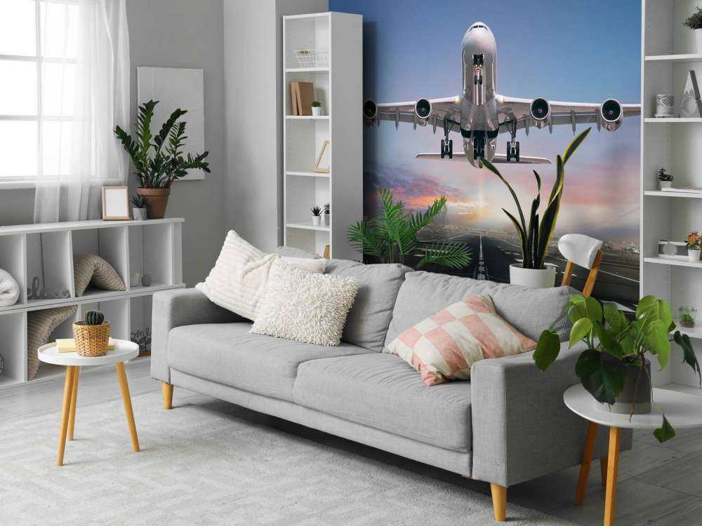 Vliegtuig stijgt op van het vliegveld