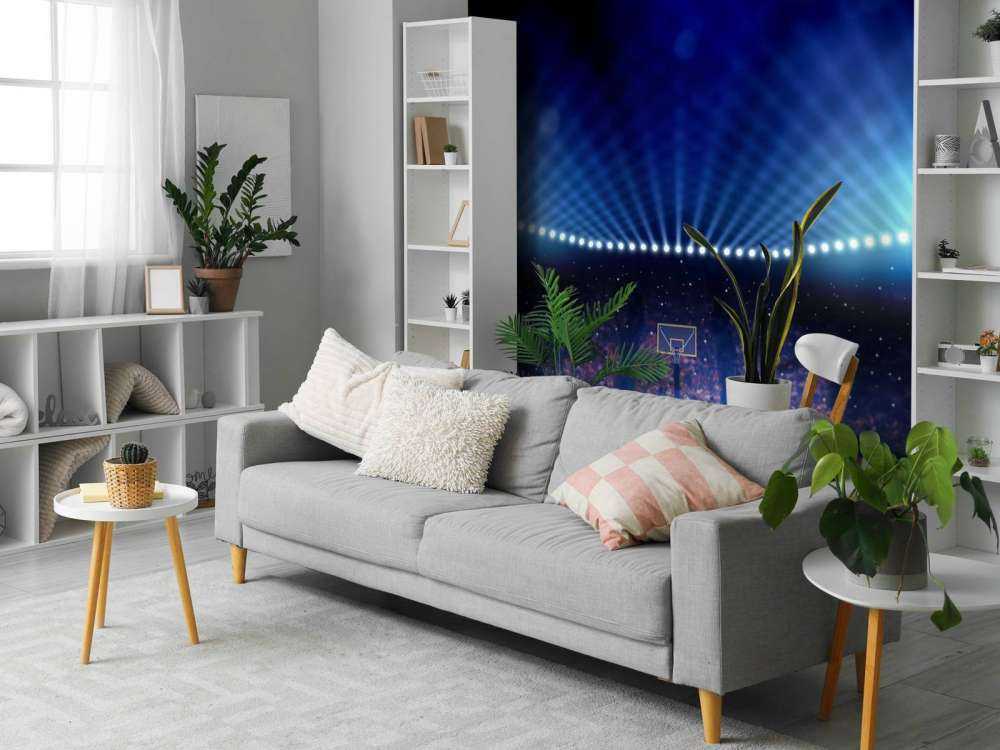 Verlichte basketbal arena