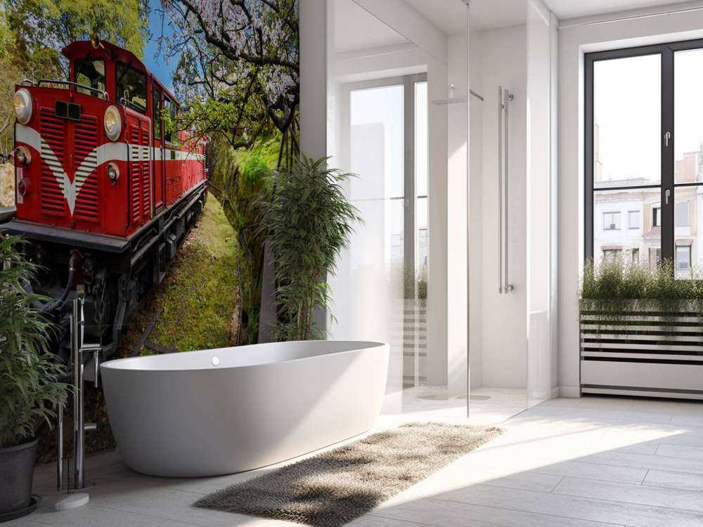 Rode trein door een parkje