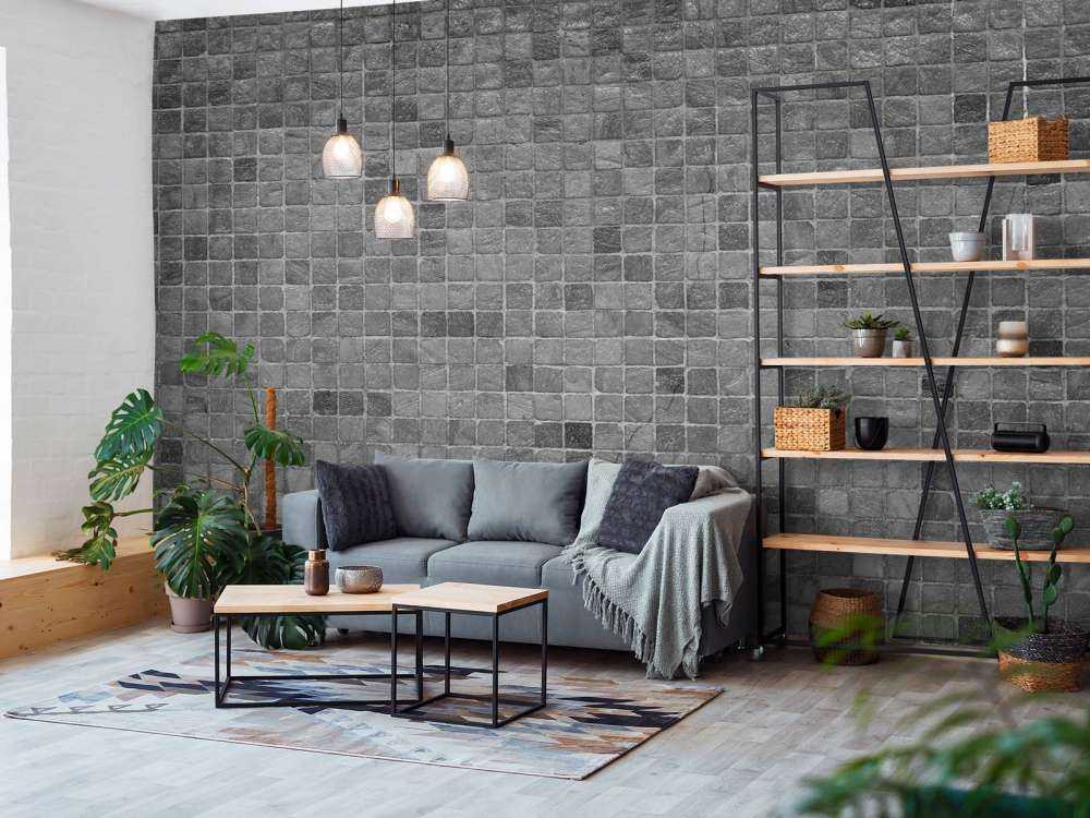 Muur met zwarte en grijze Mozaïek