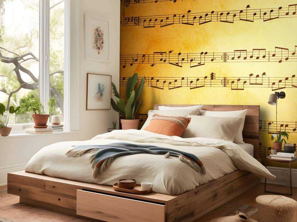 Oud blad met muzieknoten