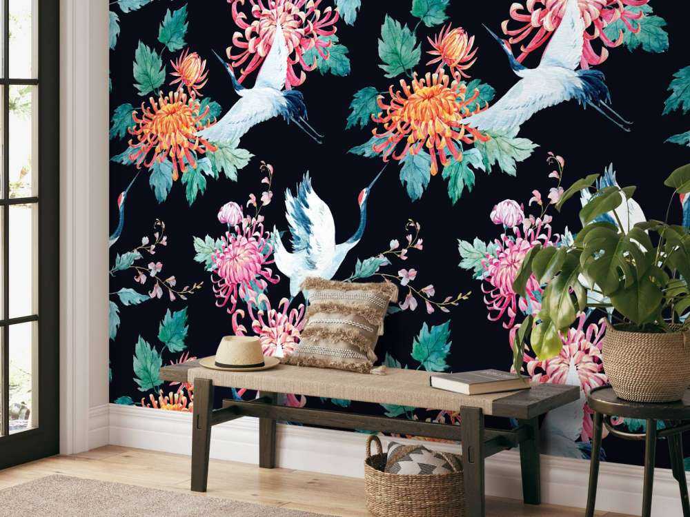 Waterverf kraanvogels