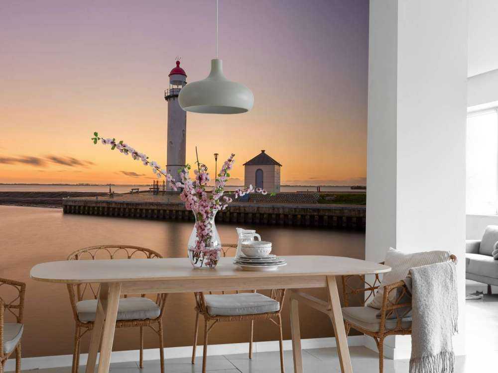 Vuurtoren bij zonsondergang