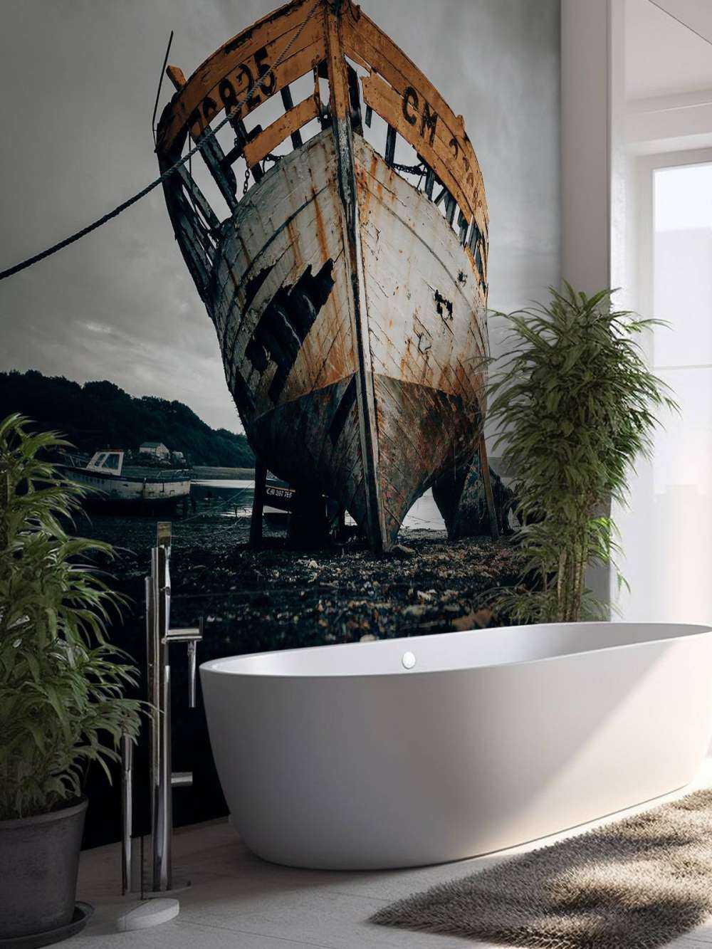 Oud roestig scheepswrak