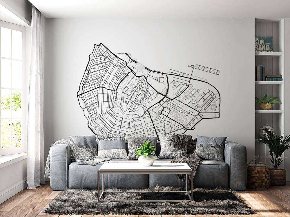 Plattegrond Amsterdam centrum, wit