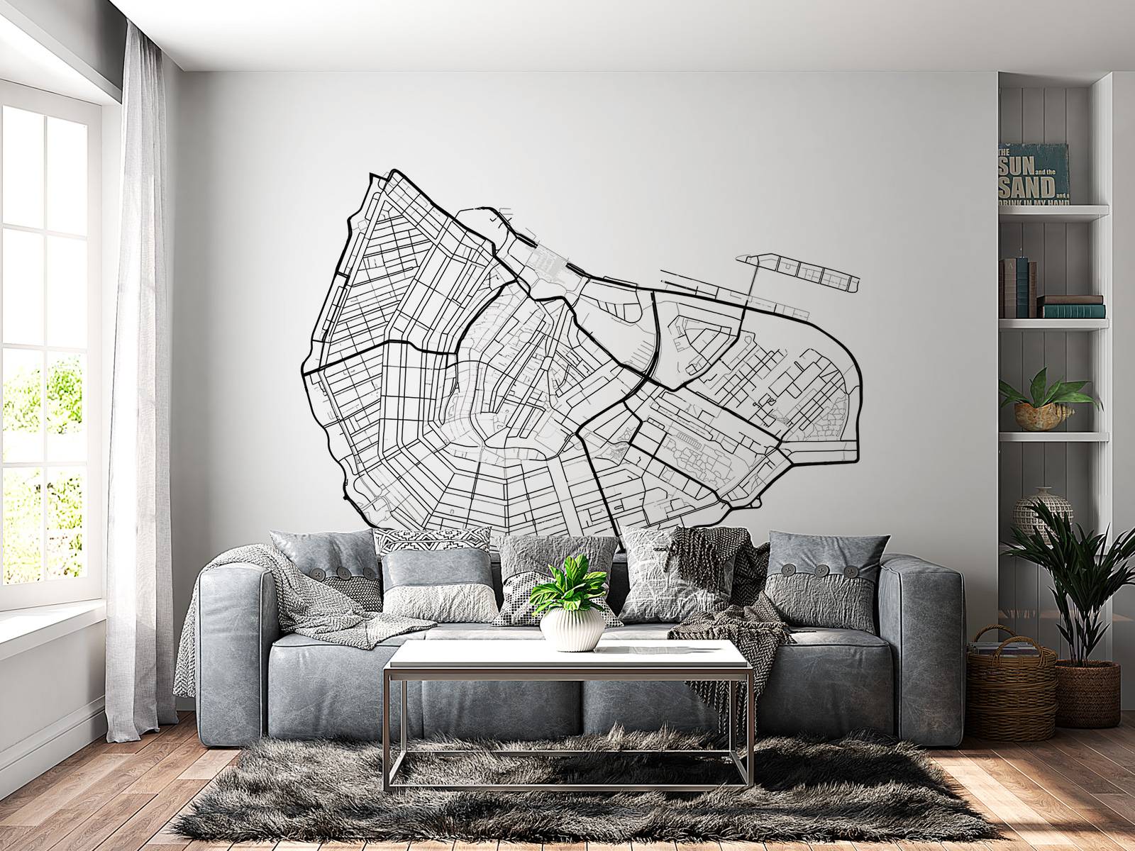 Plattegrond Amsterdam centrum, wit