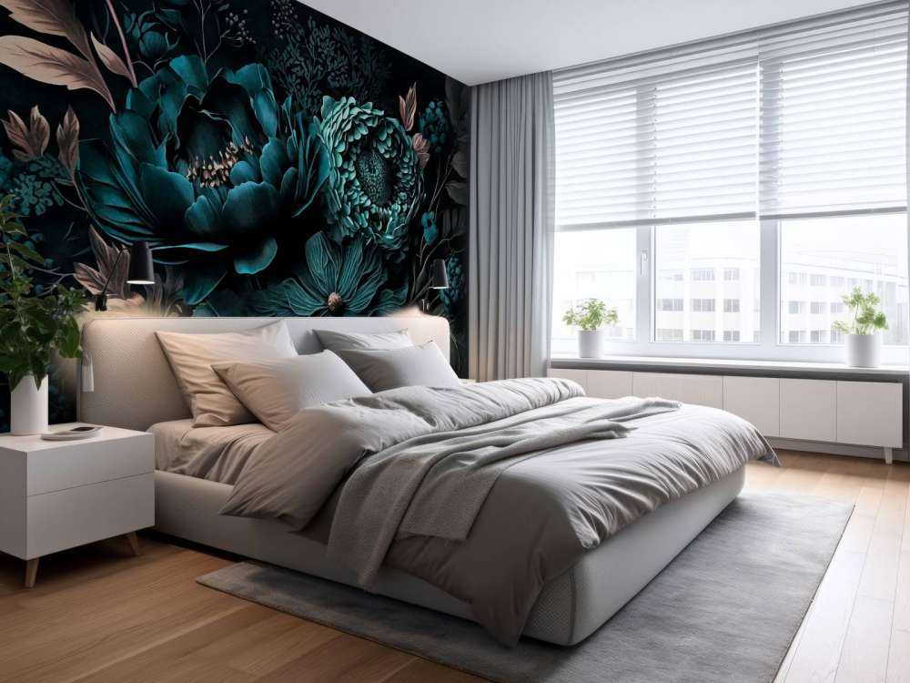 Renaissance vibes moody flowers turquoise