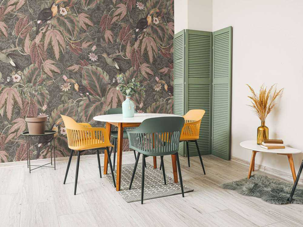 Tropische Jungle vogels & Toekans - vintage groen