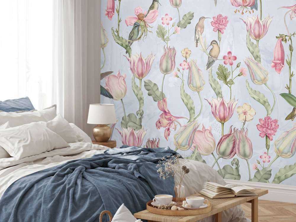 Spring Hummingbird Symphony - Pastel Blue Serenade