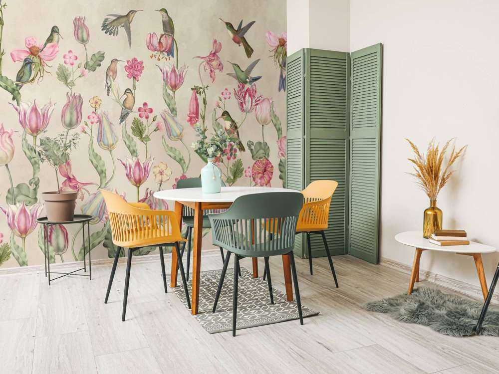 Spring Hummingbird Symphony - Blush Cream Elegance