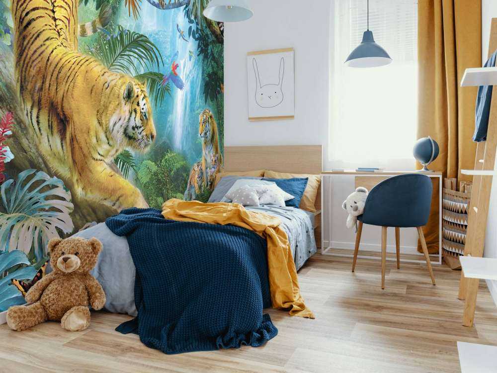 Tigers Near Waterfall