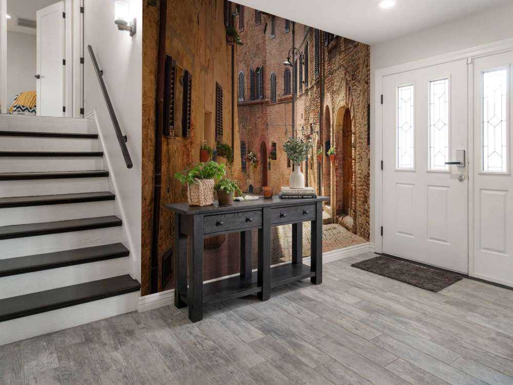 Klassiek straatje met bloemen