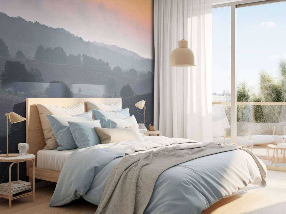 Mistige zonsopkomst op de heide