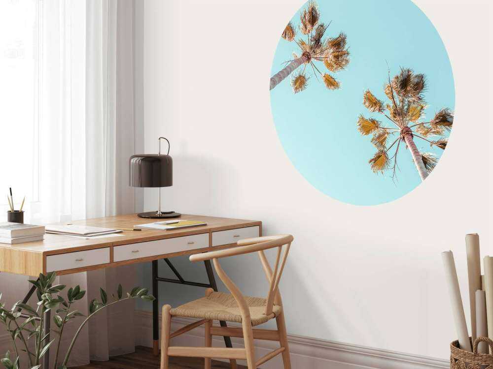 palmbomen met een blauwe lucht