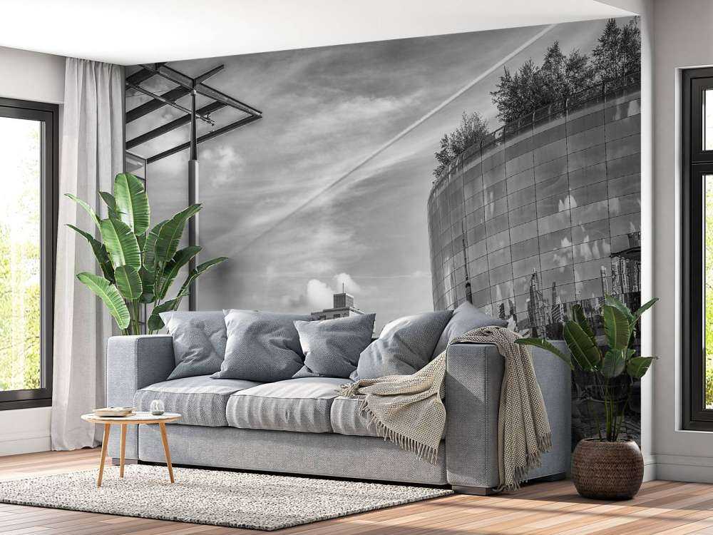 Het Museumdepot (Het Depot) in Rotterdam in zwart wit  