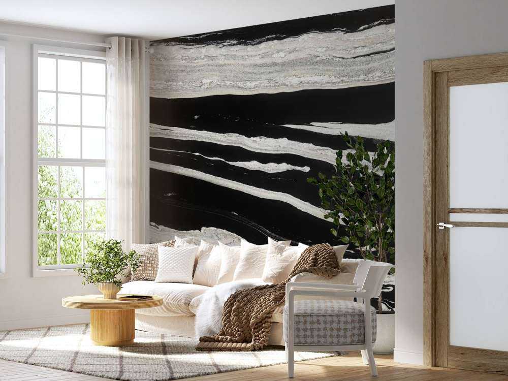 Zwart marmer met witte aders