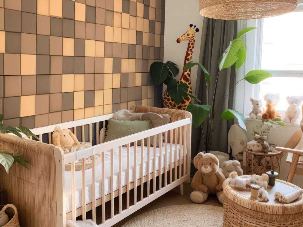 3D Minecraft landschap met bruine blokken