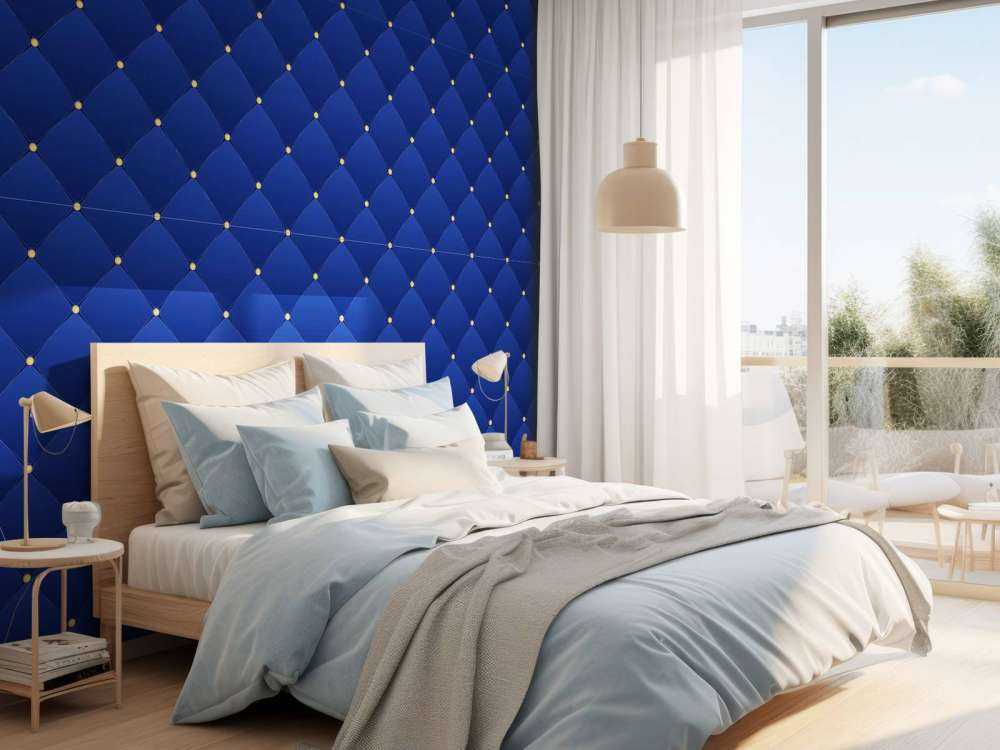 Donkerblauw chesterfield patroon