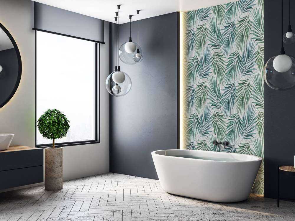 Blauwe en groene palmbladeren